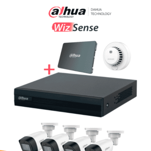 DAHUA PAQ-DH-KIT/XVR1B04-I-SSD(512G)/4-H-DHI-HY-SA13A - Kit FullColor de 4 Canales con SSD de 512GB/ 4 Camaras Full Color de 2 Megapixeles con Microfono/ Regalo Detector de Humo Stand Alone DHI-HY-SA13A