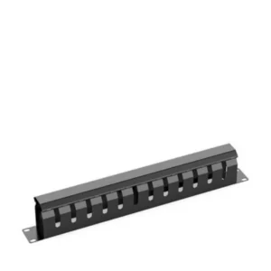 SAXXON CO-24P - Organizador de cables horizontal con tapa para rack de19" / 1U / 24 posiciones / Color Negro /  Tapa y Base Metálica